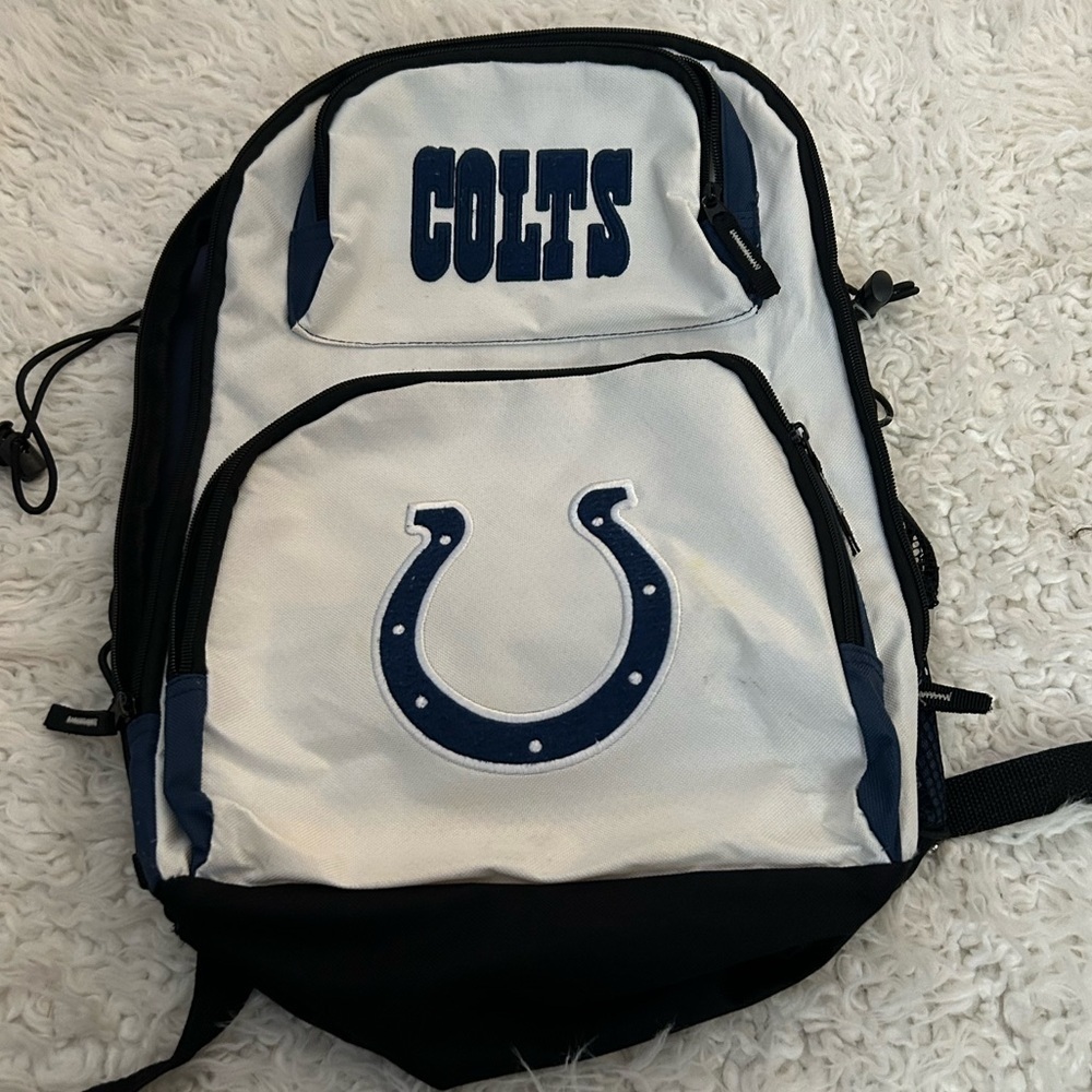 Indianapolis Colts NFL Backpack 18”x 12” blue flaw PURSE-SALE was $60 P1